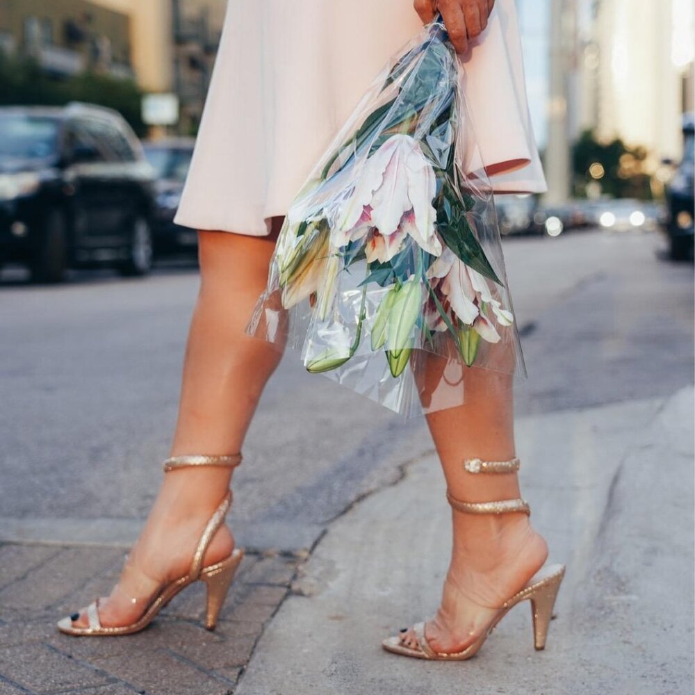 Cecelia New York Sabrina Snake Skin Gold Ankle Strap